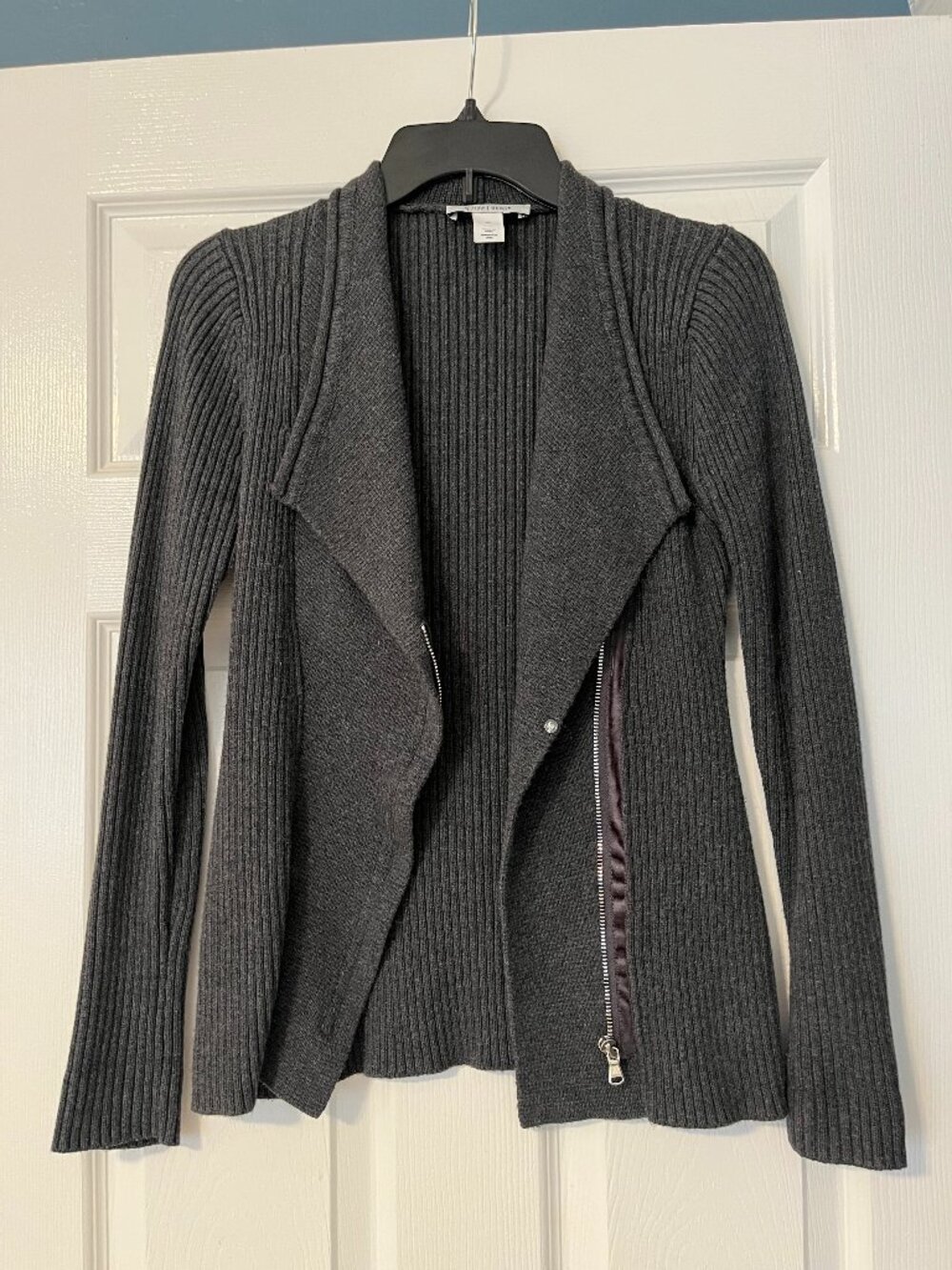 White House Black Market Gray Moto Sweater, XS